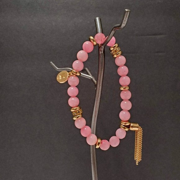 Liz Claiborne Pink Gemstone Stretchy Bracelet, Stones of Power Inspires Love NWT - Picture 1 of 11